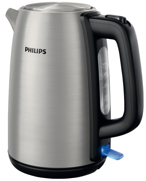 Philips - Edelstahl-Wasserkocher HD 9351, metall/schwarz