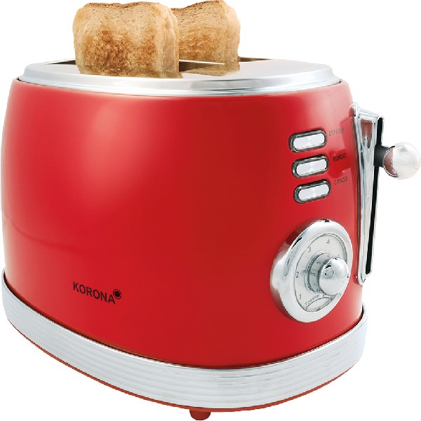 Korona - Retro Edelstahl-Toaster, rot