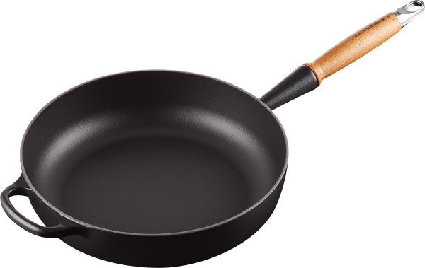 Le Creuset - Gusseisen-Sautépfanne 28 cm mit Holzgriff, schwarz