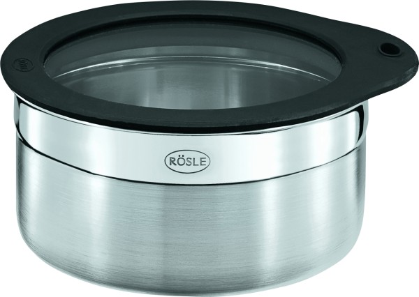 Rösle stainless steel tin 12x6,5 cm with freshness retaining lid