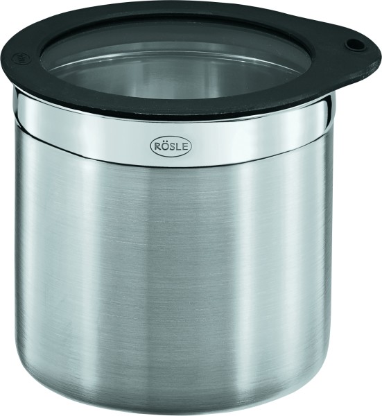 Rösle stainless steel tin 12x12,5 cm with freshness retaining lid