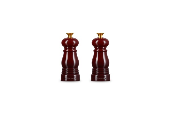 Le Creuset - salt and pepper mill set of 2 small, garnet