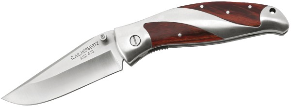 Herbertz - Einhandmesser in Holzschatulle   silber/platin