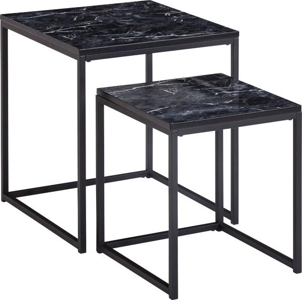 Wohnling - side table set of 2, black/marble
