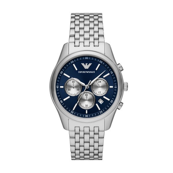 Emporio Armani - Edelstahl-Herrenchronograph AR11582,blau/silber