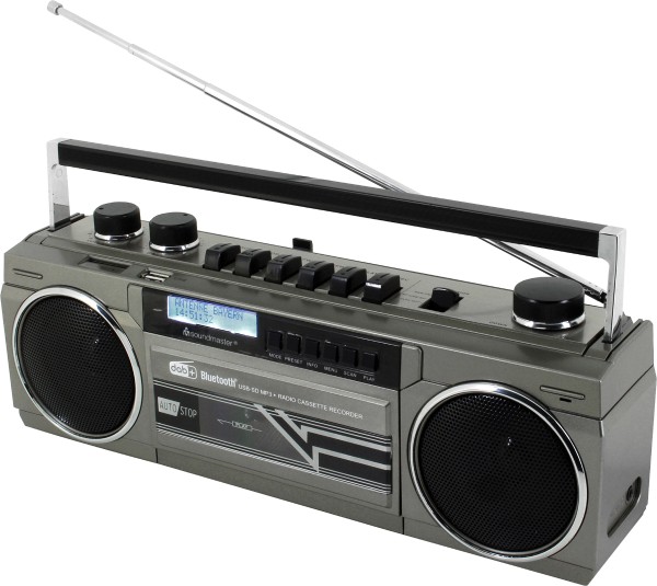 soundmaster - DAB+ Uhrenradio SRR70 mit Kassettenrekorder, titan