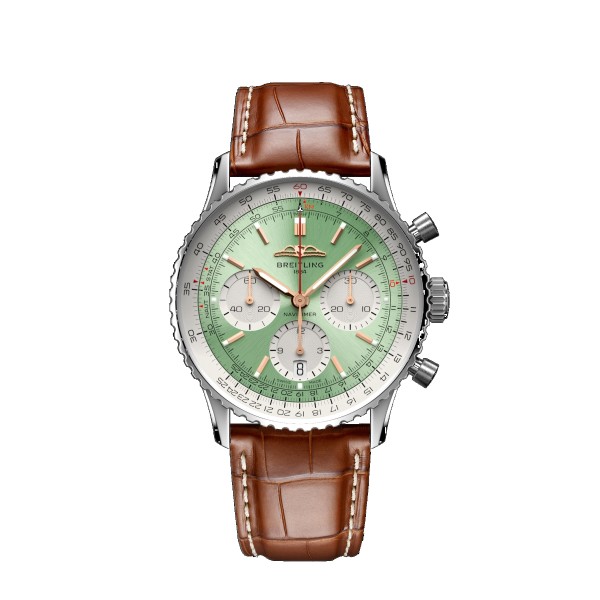 Breitling - men‘s chronograph ‘Navitimer B01 41’, green/brown