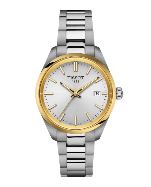 Tissot - Edelstahl-Damenarmbanduhr PR 100, silber/gold