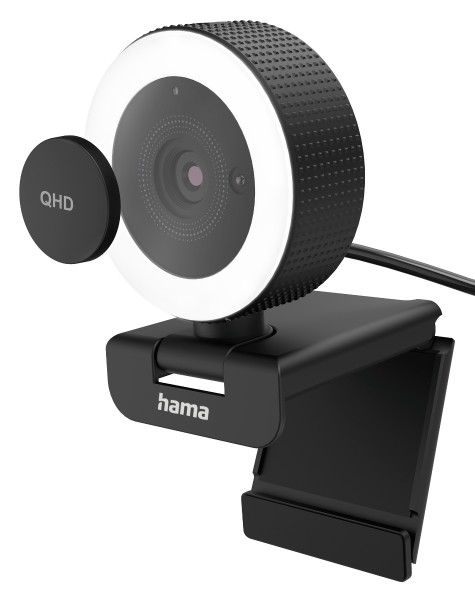 Hama - PC-Webcam C-800 Pro mit Ringlicht, schwarz