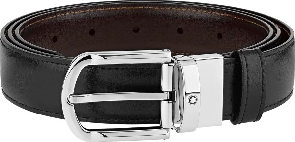 Montblanc - leather reversible belt 30 mm, black/brown