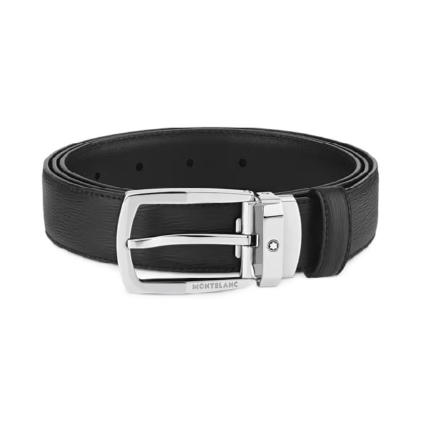 Montblanc - Rechteckiger Leder-Gürtel 30 mm, schwarz