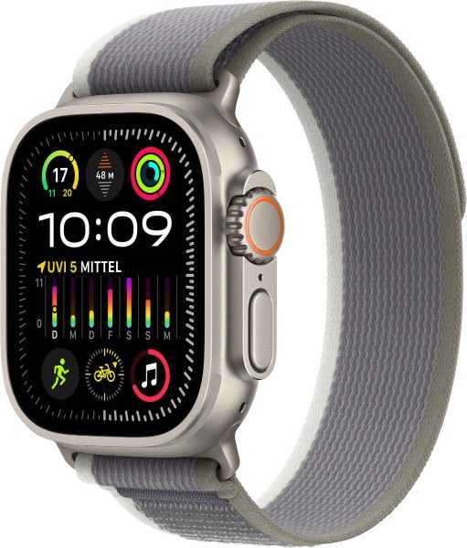 Apple - Watch Ultra 2 GPS + Cellular 49 mm Titan-Gehäuse trail loop grün/grau, GR. M/L