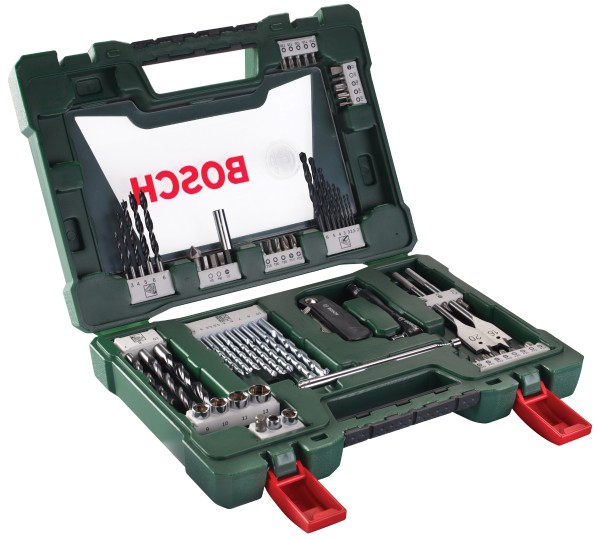 Bosch - Zubehörkoffer-Set V-Line 68-tlg. mit Klappmesser, Magnetstab und Winkelschrauber grün