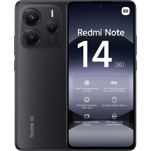 Xiaomi - Smartphone Redmi Note 14 5G 8GB/256GB, schwarz