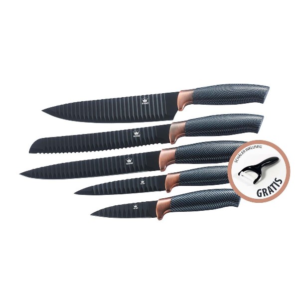 KING - Messerset inkl. Sparschäler 6-tlg., Carbon Optic