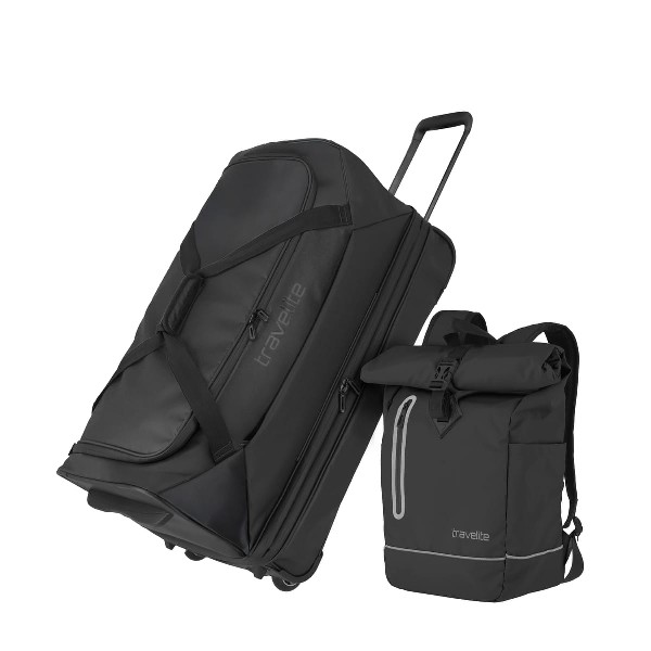 travelite - Rollenreisetasche + Roll-up Rucksack 