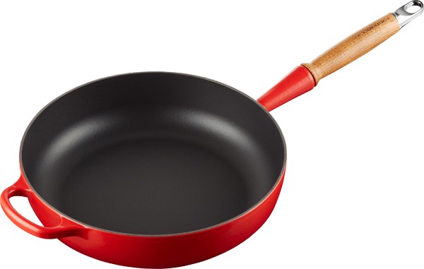 Le Creuset - cast iron sauté pan 28 cm with wooden handle, cherry red