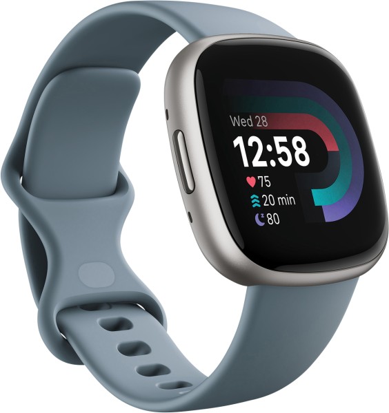 fitbit - GPS-Fitness-Smartwatch "Versa 4", waterfall blue/platinum